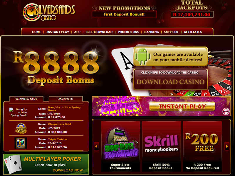 silversands casino homepage
